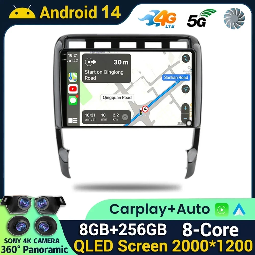 Android 14 Car Radio For Porsche Cayenne I 1 9PA 2002 - 2012 Multimedia Video Player Navigation Carplay Auto Headunit Stereo