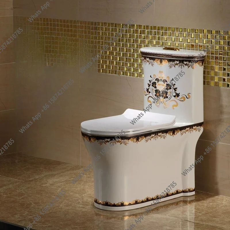Color gold toilet, silent deodorant pumping, large diameter super xuan toilet, European bathroom, household toilet