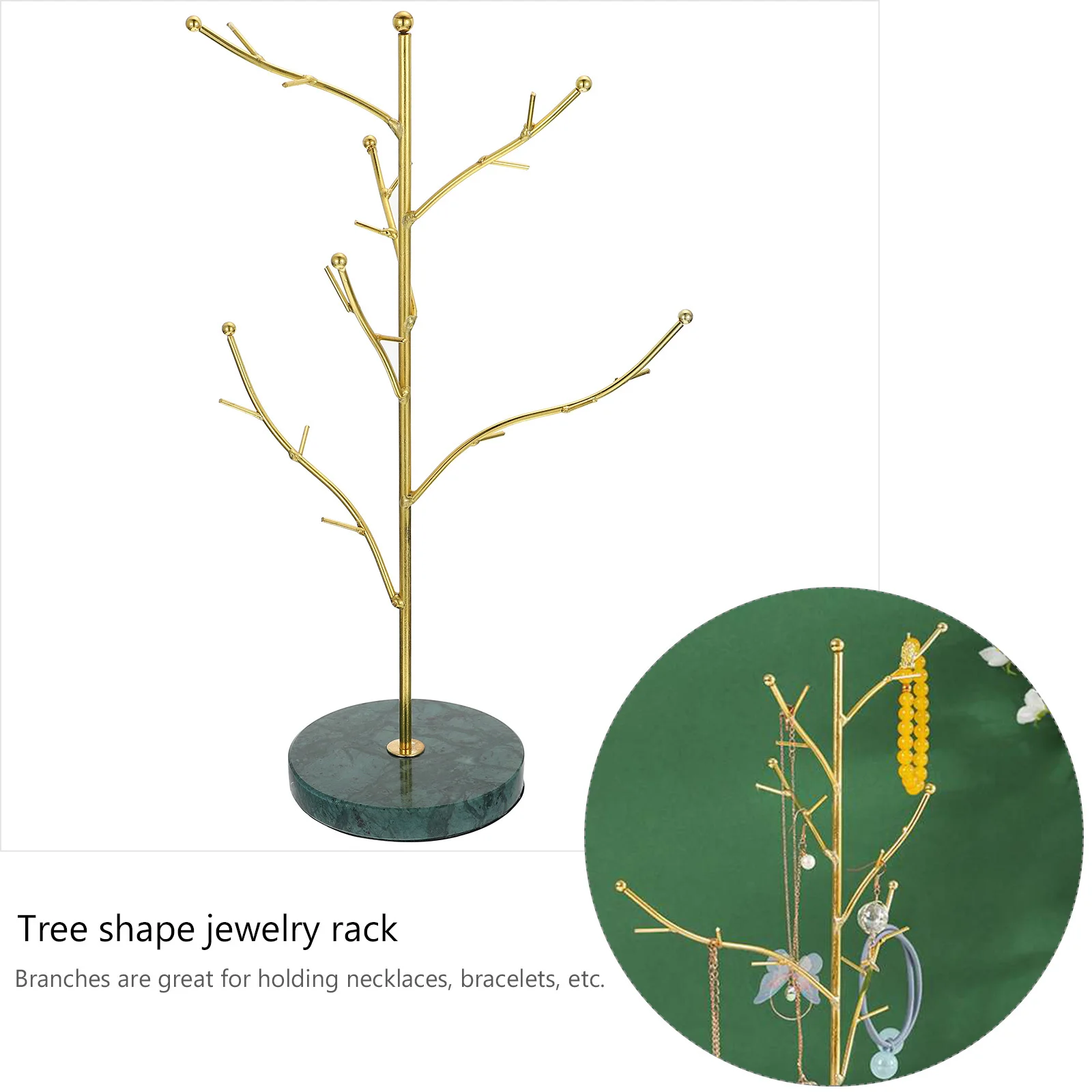 1Pcs Marble Jewelry Hanging Tree Alloy Rack Unique Design Jewelry Organizer Decorative Stand for Home Office Display