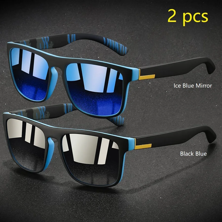 2 Stück Modische Vintage Quadratische Sportsonnenbrille für Männer und Frauen Angeln Fahren Markendesigner Sonnenbrillen Retro Eyewear – Detail 12
