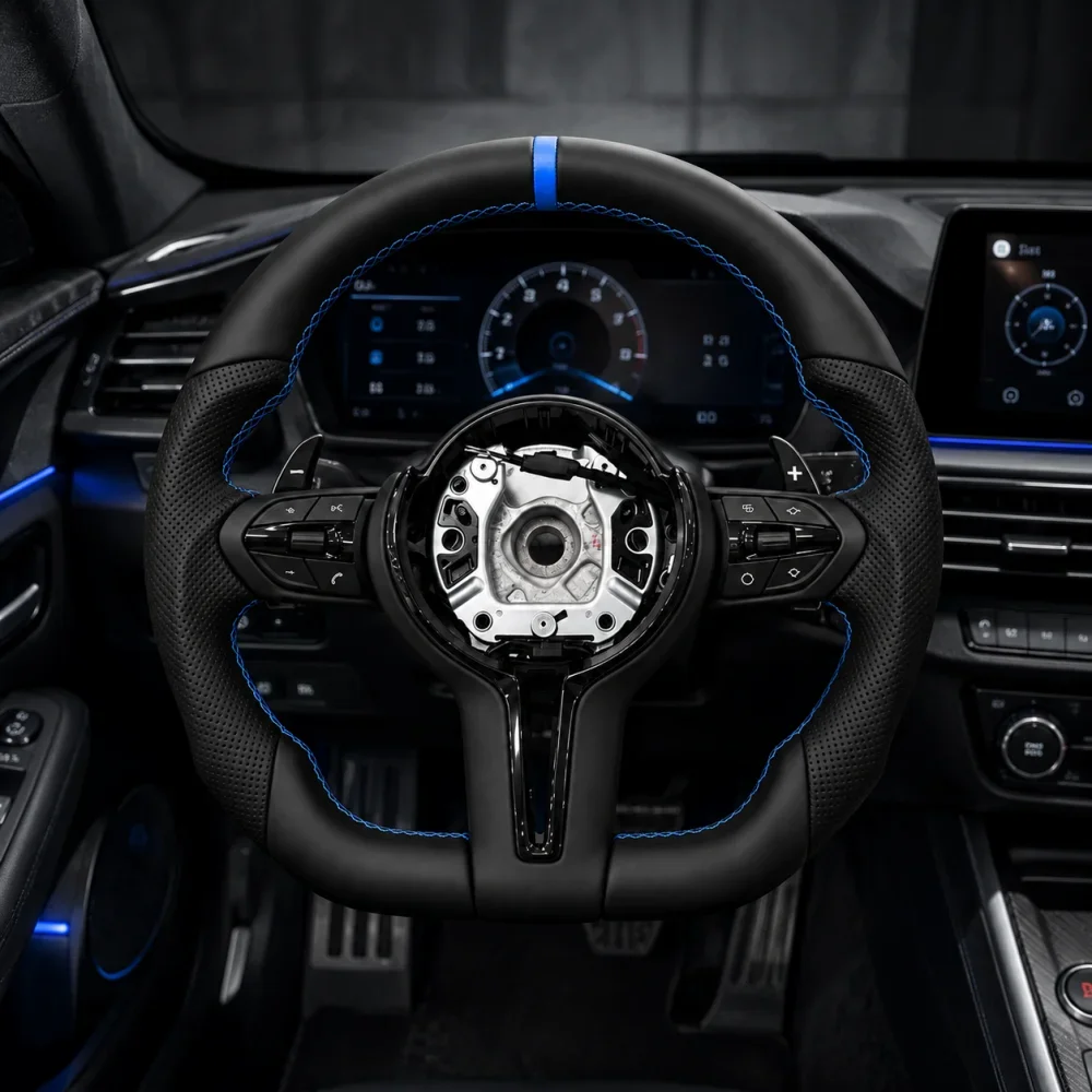 Blue Center Mark Steering Wheel For BMW M Sport E90 E70 E84 F20 F22 F25 F30 F10 F01 F06 F80 M3 F82 M4 F90 Upgrade