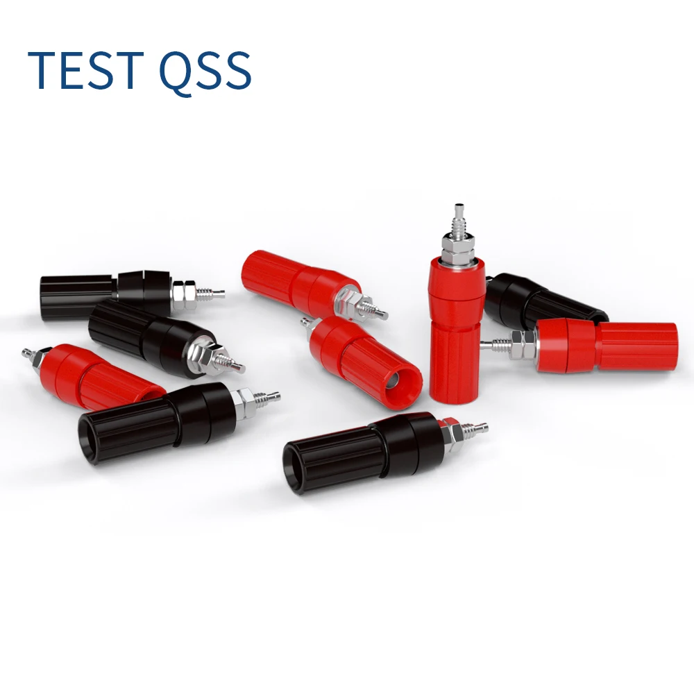 QSS 10PCS 4MM Banana Socket Binding Post Nut Banana Plug Jack Electrical Connector Terminal DIY Parts Q.50008