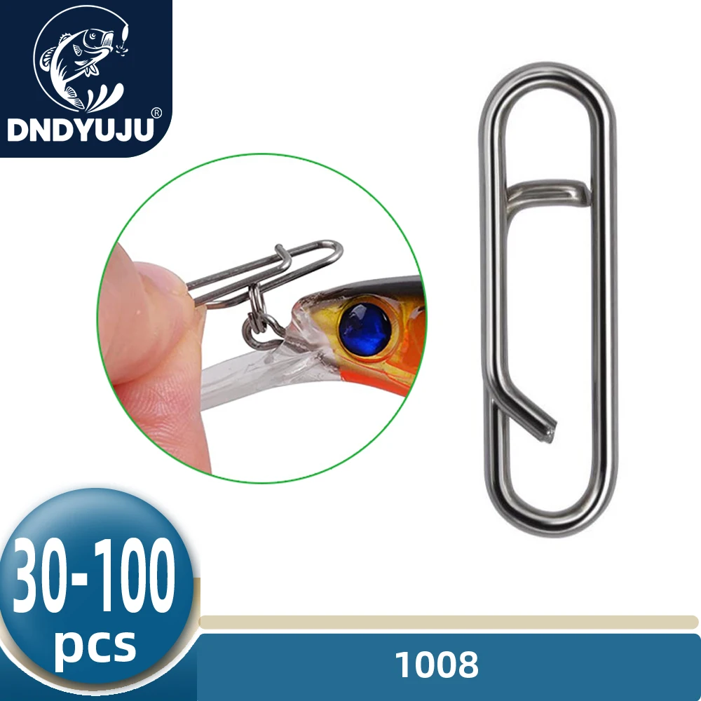 DNDYUJU da 30 a 100 pezzi perno a scatto per amo da Pesca in acciaio inossidabile 304 accessori per connettori da Pesca con esca girevole Pesca