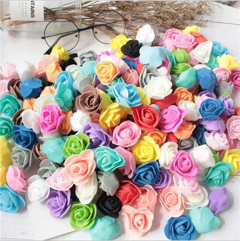 

50~500pcs Artificial Rose Heads Foam Artificial Flowers Rose Bear Valentine Wedding Handmade Flower Decorations