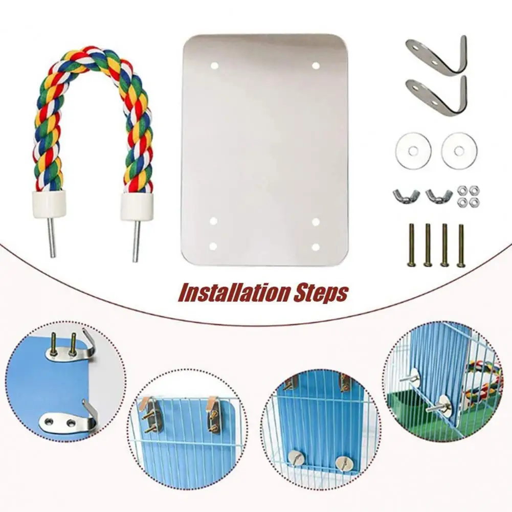 

Hanging Mirror for Parrot Cage Acrylic Cotton Rope Parrot Mirror Colorful Hanging Bird Mirror with Rope Perch A for Parrots