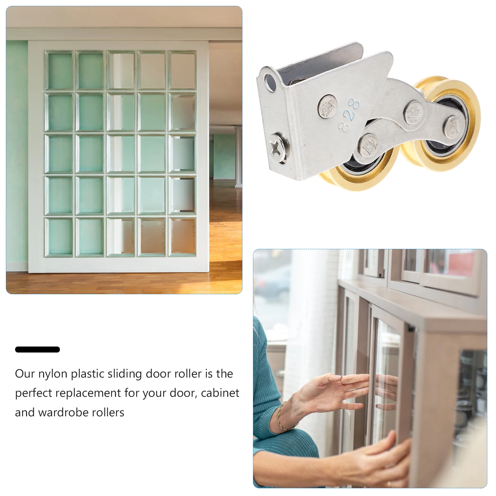 

2pcs 22mm Sliding Door Rollers Aluminum Alloy Nylon Plastic Smooth Hardware Closet Wardrobe Wheels Replacement Kit Pulley Track