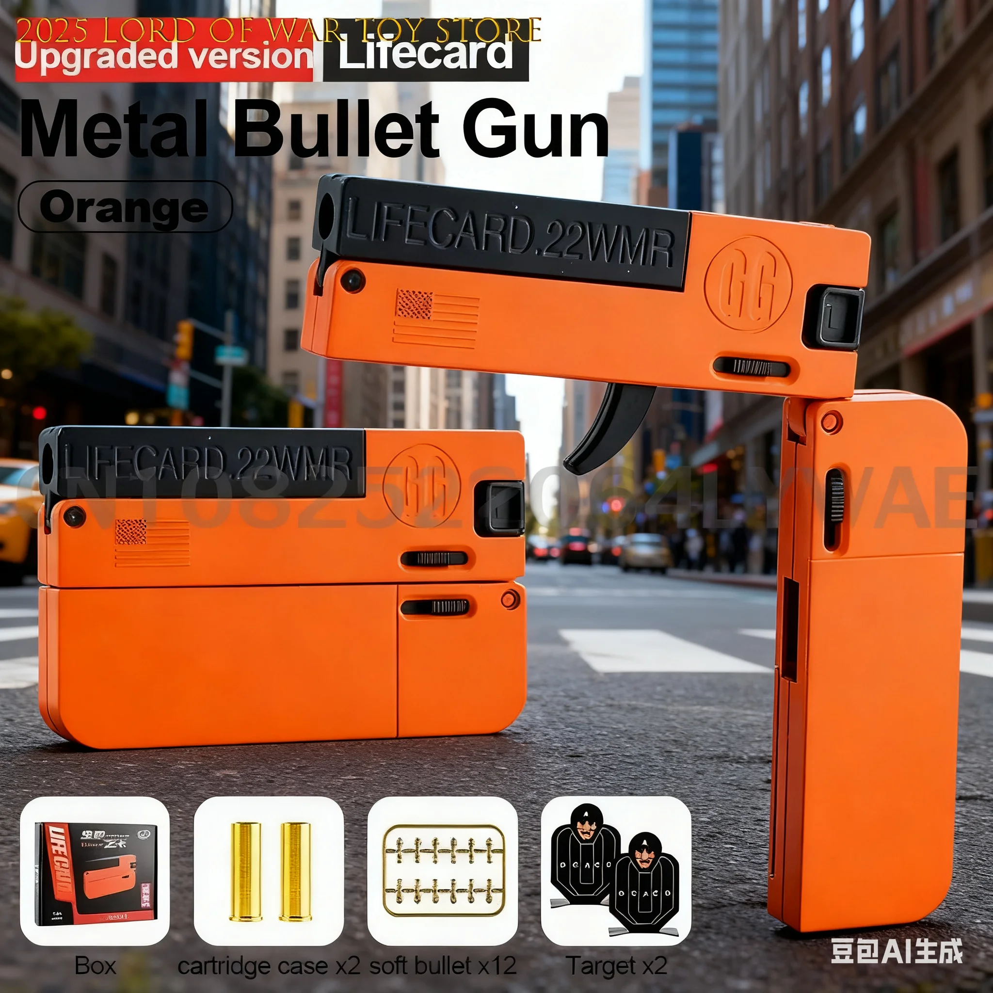 New Upgraded Lifecard Metal Folding Gun Toy for Kids Adult, Pistol Toys Gun With Soft Bullets Alloy Shooting Model For Adults