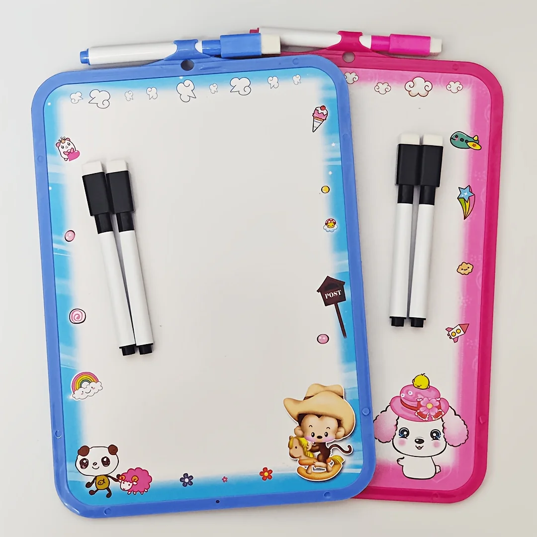 Reversible Writing Whiteboard Set Erasable Durable Wall Sketching Board Markers Fridge Magnet Classroom Home Office Education