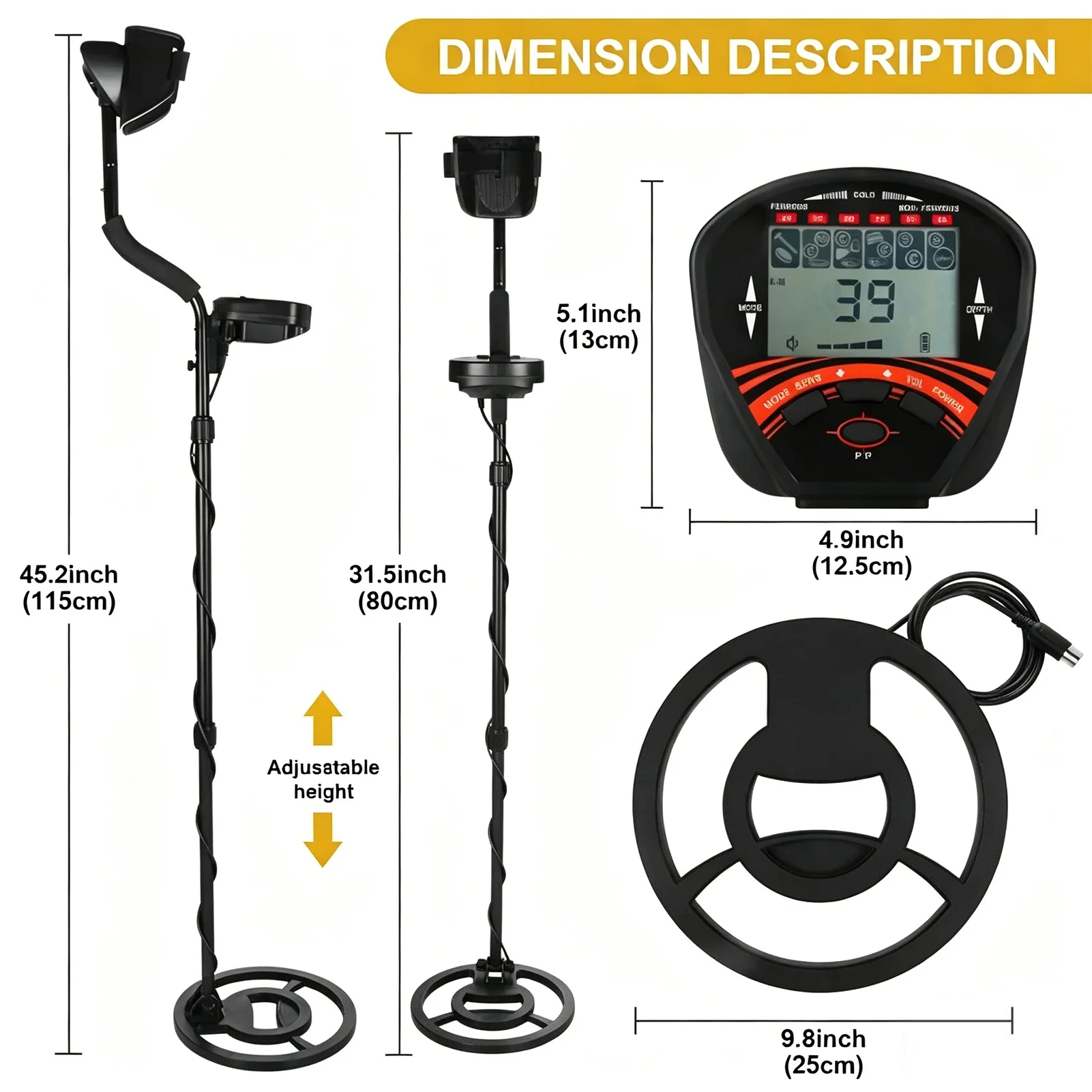 Outdoor Treasure Hunter Metal Detector IP68 Waterproof Gold Finder LCD Display Professional Coin Tool for Beach Search view 5