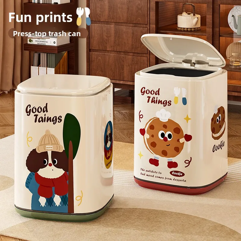 Entzückender Abfallbehälter mit lustigem Muster – Doppeleimer-Design, bruchsicher und ölbeständig, Wohnaccessoire