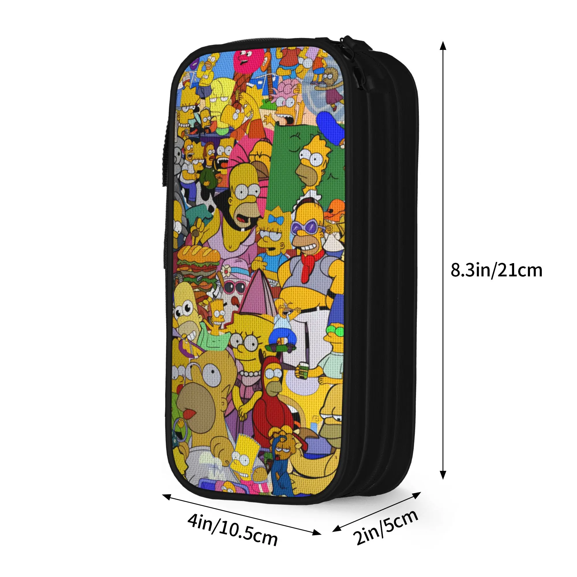 Retro-Federmäppchen mit lustigen S-Simpsons-Cartoon-Charakteren, Gruppen-Federtasche, Federmäppchen für die Schule, Federmäppchen für Mädchen, Reißverschluss-Design, Schulbedarf – Detail 4