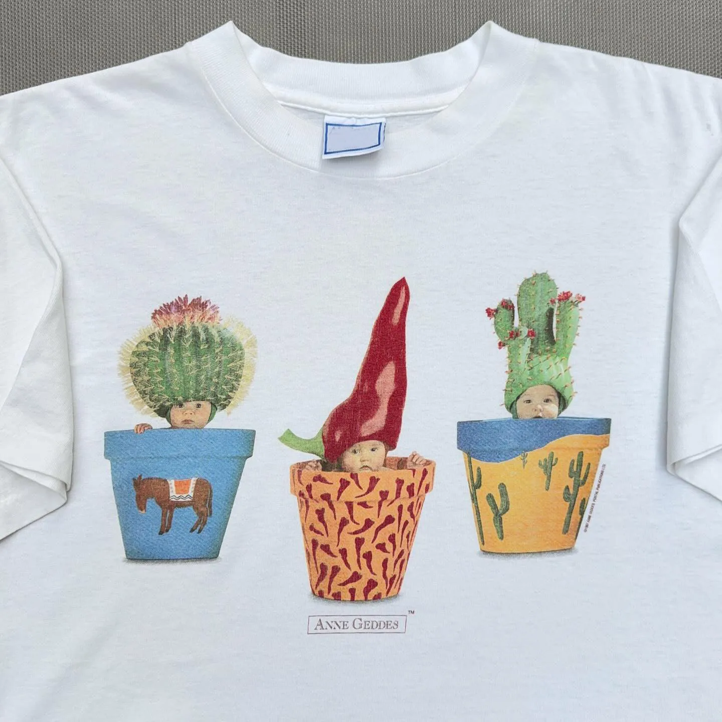 Fun Baby Pot Cactus And Pepper T-shirt Unisex Short Sleeve round Neck Cotton Breathable Skin-friendly Summer Art Style T-shirt