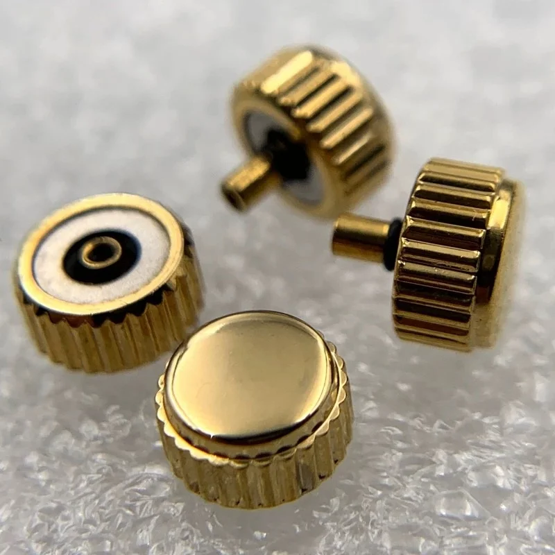 50pcs/lot Gold Color Steel Waterproof Watch Crown 3.5mm to 8.0mm Head Diameter with 2.0mm Hole For Watchmaker Wholesaler