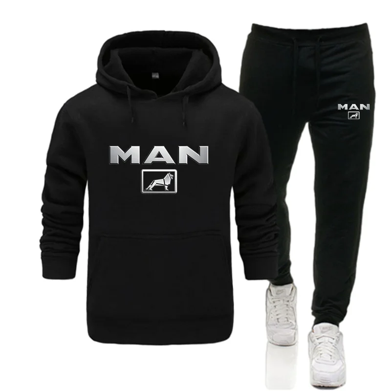 

2024 New Male Hoodie+Pants Jogging Sports Suit Truck Man Car Logo Casual Tracksuit Men Hooded Sweatshirt Outfit Autumn Mens Sets