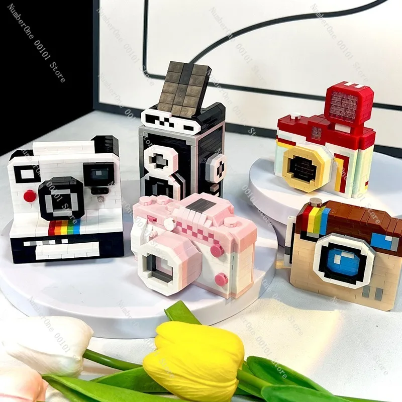 Simulated Retro Polaroid Camera Toy, Single-lens Reflex Micro Diamond Building Set, Children’s Intelligence Assembly Educational