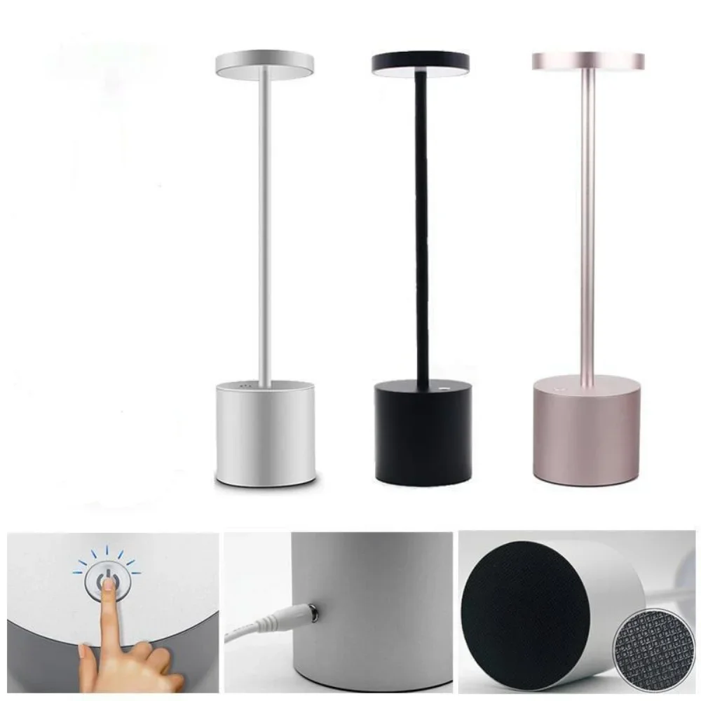 Dimmable Powered Touch Sensor Control Desk Lamp, Restaurante, Café, USB 5W carregamento lâmpada de mesa, Bar elegante luz noturna