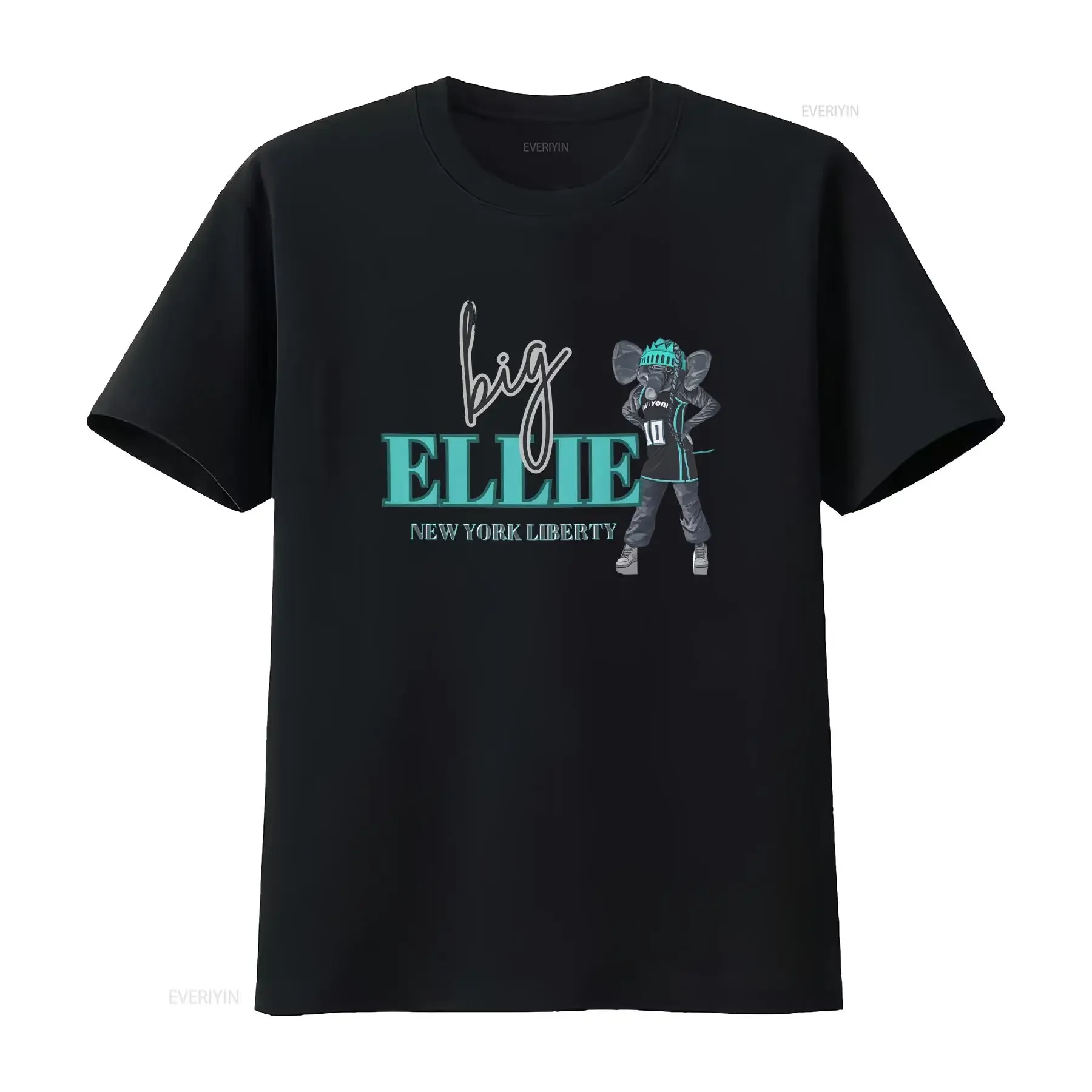 Ellie the Elephant NY Liberty Mascot WNBA Camiseta vintage lavada respirável ligeiramente versátil roupas de grife confortáveis