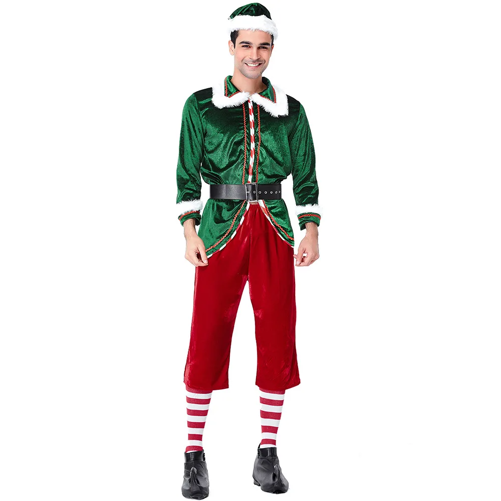 Long Sleeve Christmas Costume Santa Claus Costume Thickened Adult Men's Party Performance Elf Costume Delivery Socks
