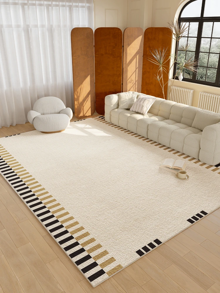 

Minimalist Living Room Large Area Carpets Plaid Striped Bedroom Bedside Carpet Beige Cloakroom Rug Non-slip Balcony Rugs