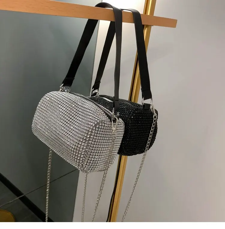 Bolsos de mensajero cruzados pequeños con diseño de diamantes brillantes para mujer, bolsos de hombro de viaje de alta marca a la moda, bolsos