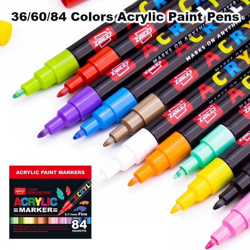 84/36 Colors Valve Acrylic Marker Pen Hard Tip Paint Pens For Manga Graffiti Crafts Office School Aesthetic Stationery Supplies