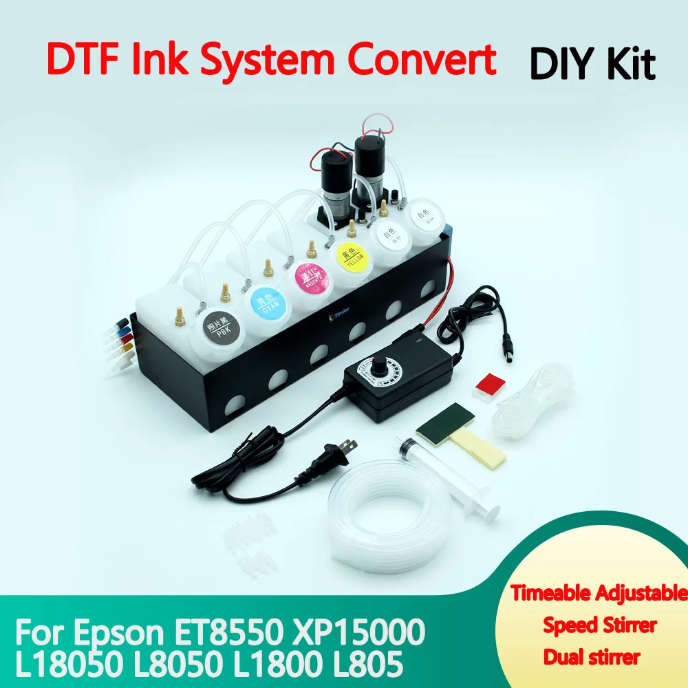 DTF CISS Dual White Ink Tank Shake For Epson Convert Kit DTF Printer L18050 L8050 ET8550 XP15000 L1800 L805 Ink System