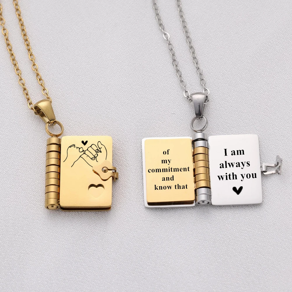 قلادة كتاب ابنتي المذهلة هدية عيد ميلاد من أمي أبي منقوشة 6 صفحات من القلائد الكتب الألمانية القابلة للفتح #3