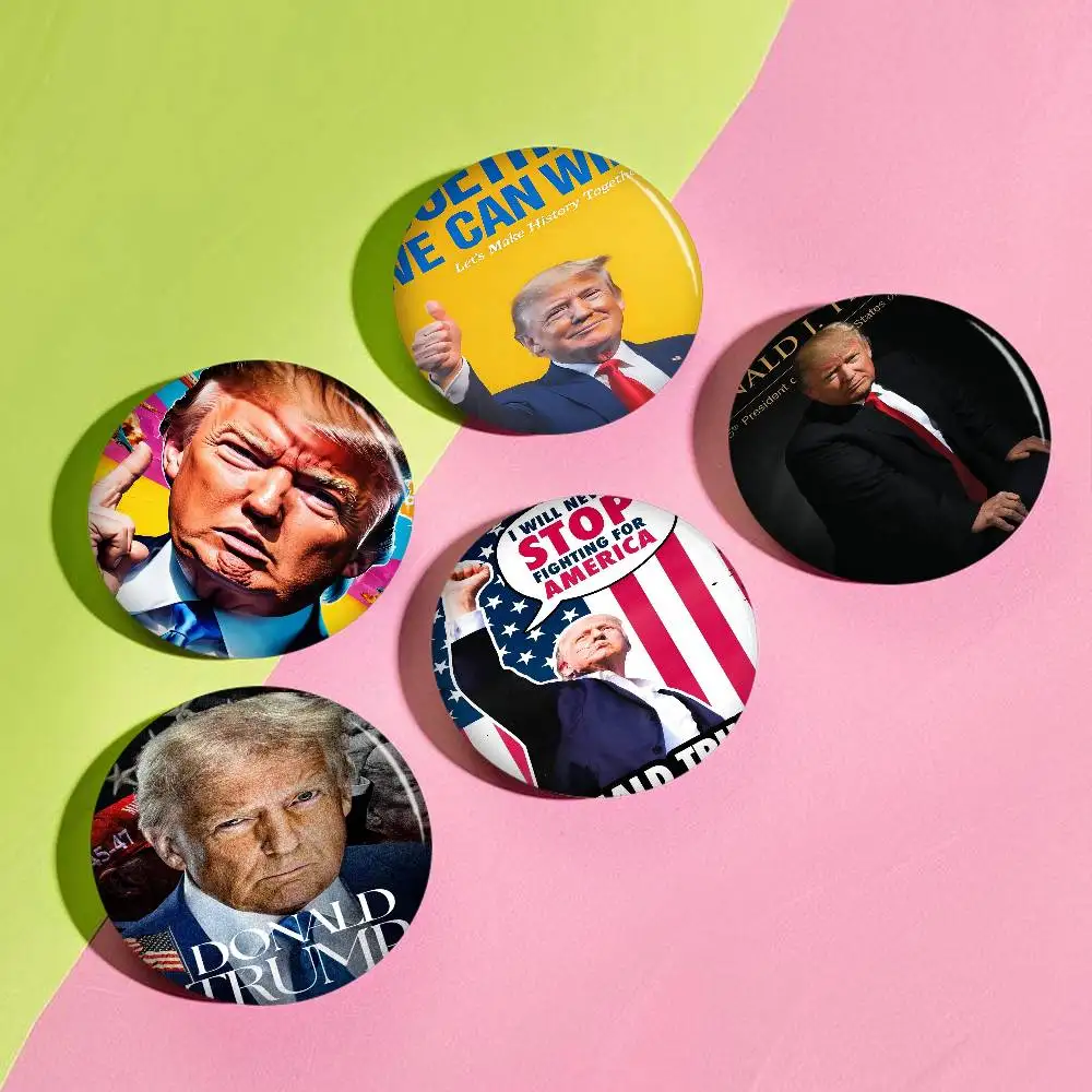 D-Donald T-Trump Tinplate Pin Button Custom Anime Role Old-school Brooch Cartoon Collar Badge Jewelry Gift Fans