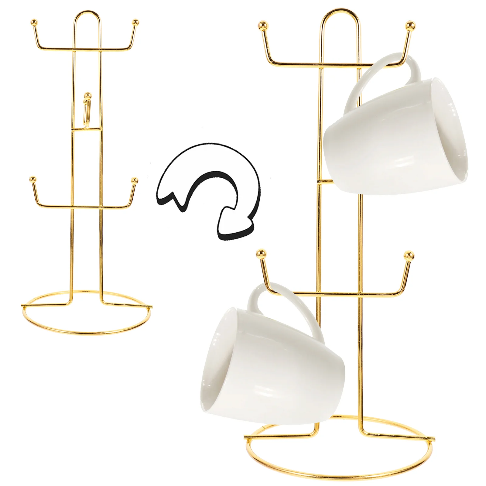 Cups Coffee Holder Tea Stand Storage Rack Countertop Mug Tree Golden Organizer Office