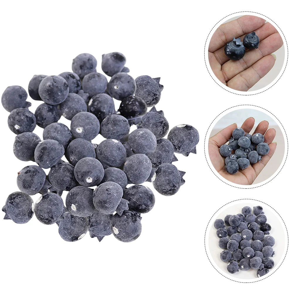 50 Pcs Simulation Blueberry Faux Blueberries Decor Foam Artificial Fruit Lifelike Decorations Model Decorate