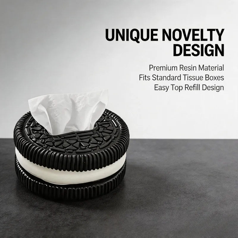Cookie tissue box, cute and quirky tableside coffee table, desktop tissue holder, storage box