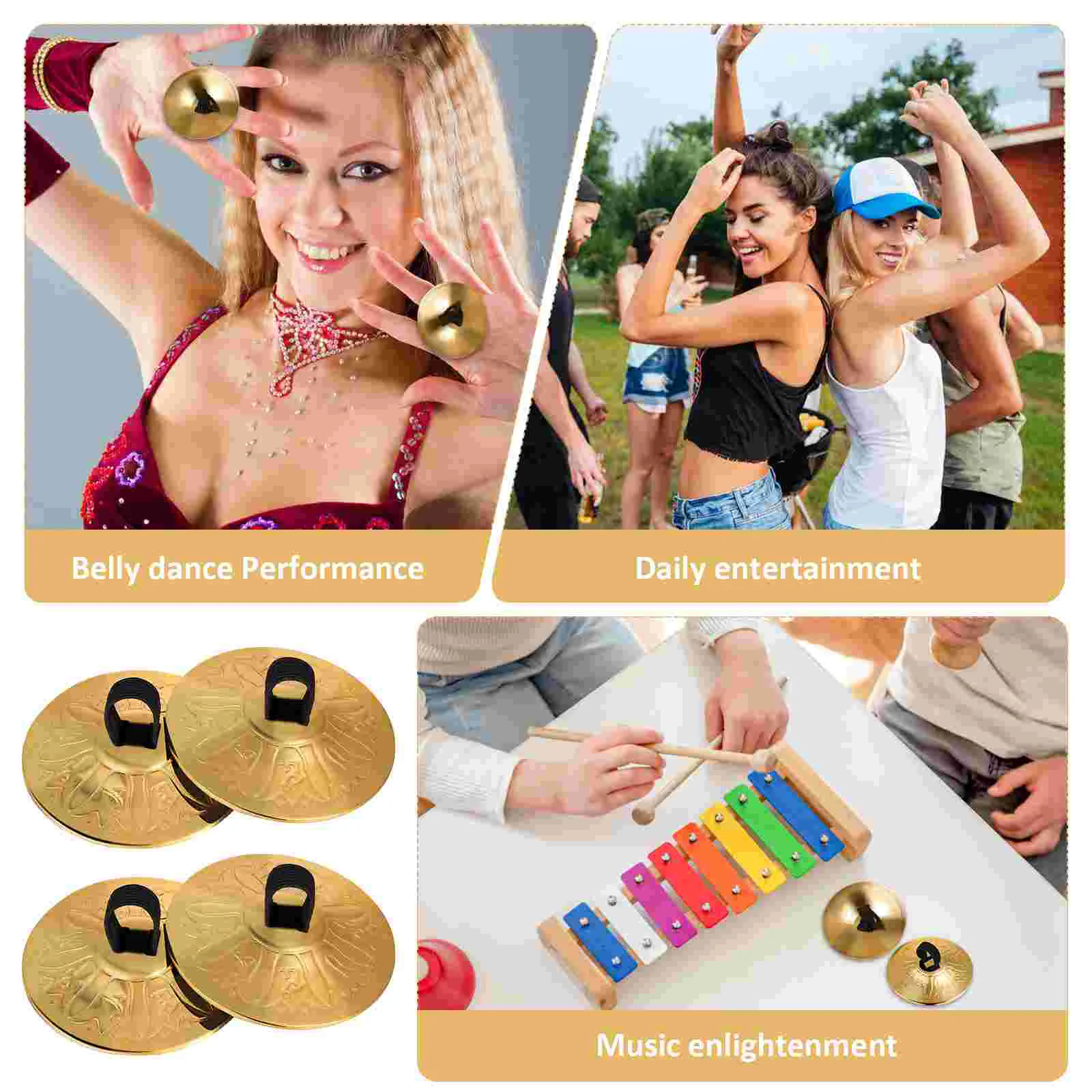 10 Pcs Finger Cymbal Small Cymbals Belly Dancing for Kids Zills Copper Mini Musical Toys