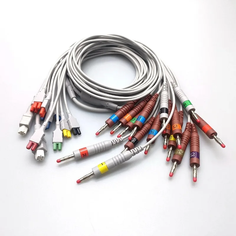 ECG cable and 18 wires are compatible with Exdans Hoxlters EKGs AHA snap-on for medical supplies