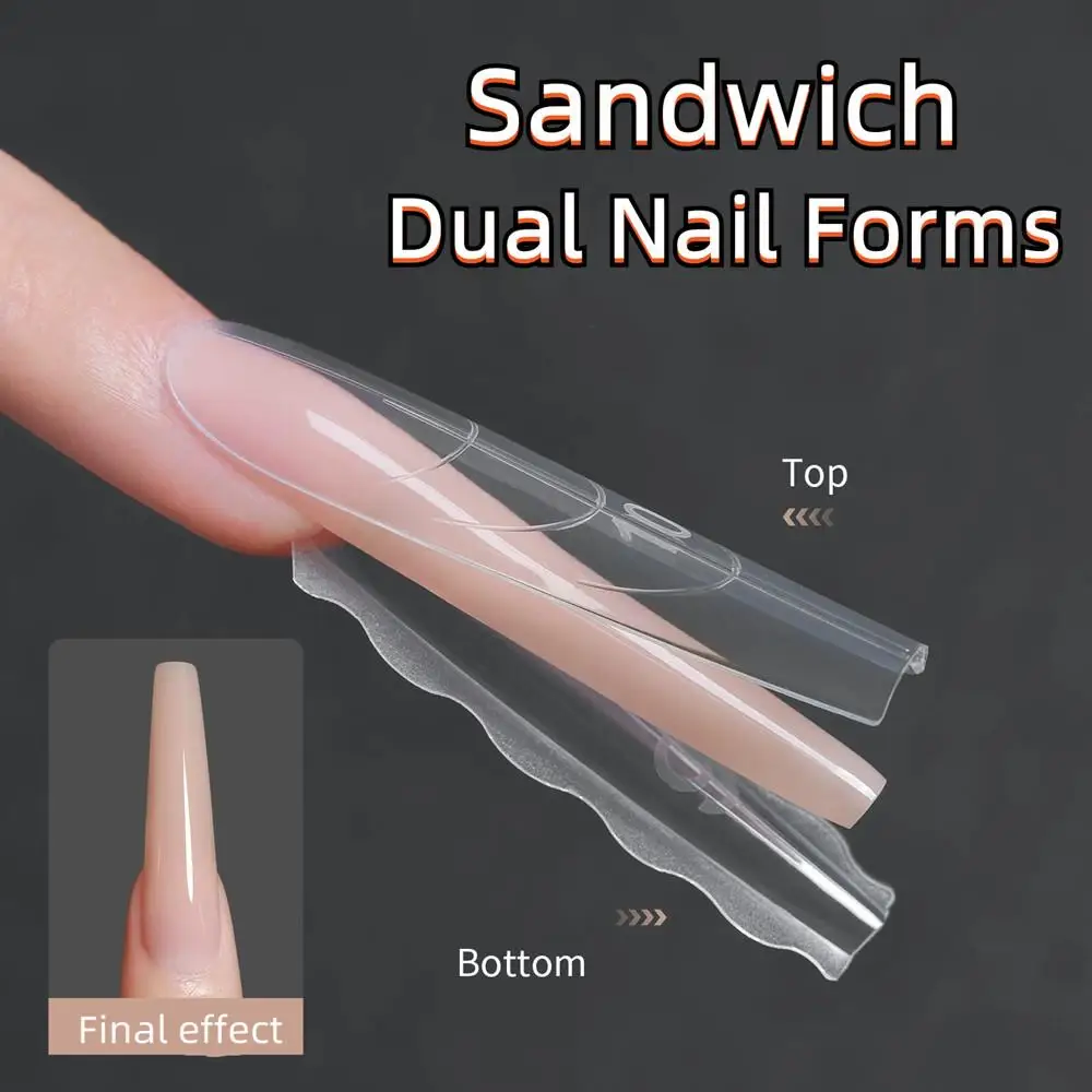 180 stks/doos Sandwich Dual Nail Formulieren Uitbreiding Top & Bottom Gel Sandwich Systeem Nail Art Amandel Doodskist Nagels Formulieren DIY Art Salon