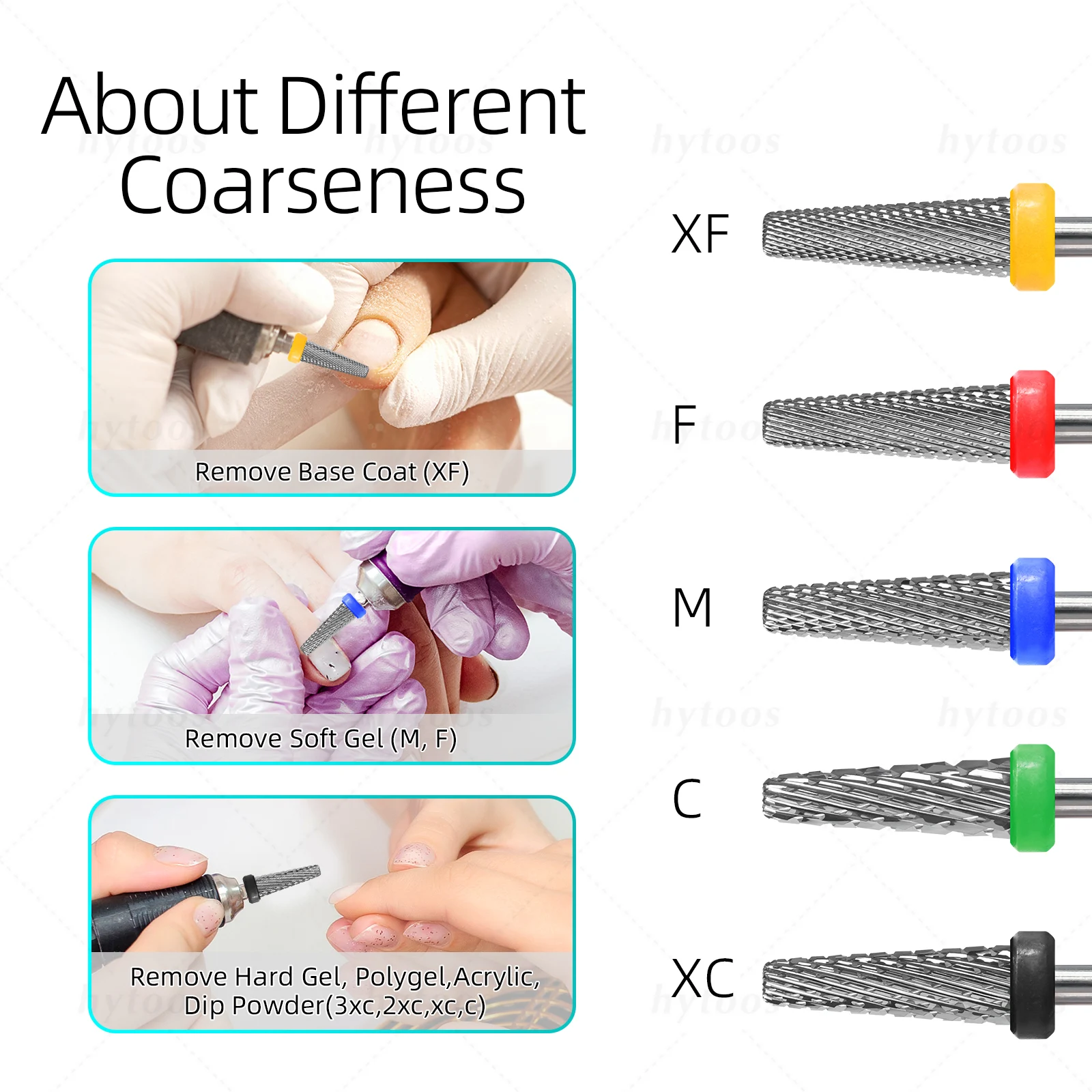 HYTOOS 4mm 5 in 1 Nagelboren Professionele Acryl Carbide Bits Manicure Gel Polish Remover Tool Elektrische Boormachines accessoires