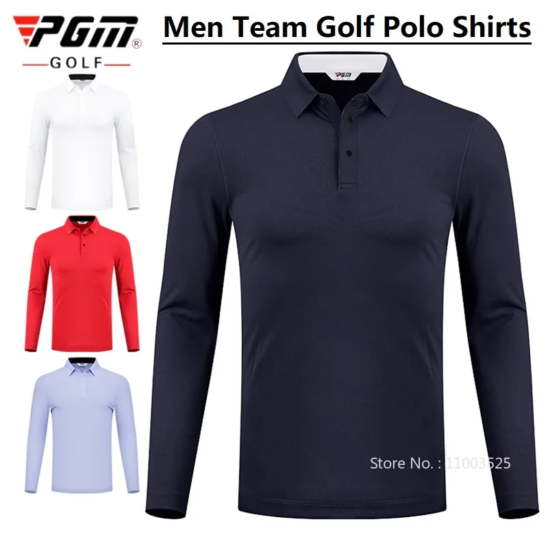 

PGM Men Golf Trainning T Shirts Team Clothing Long Sleeve Solid Polo Shirt Male Breathable Soft Golf Tops Leisure Sportswear
