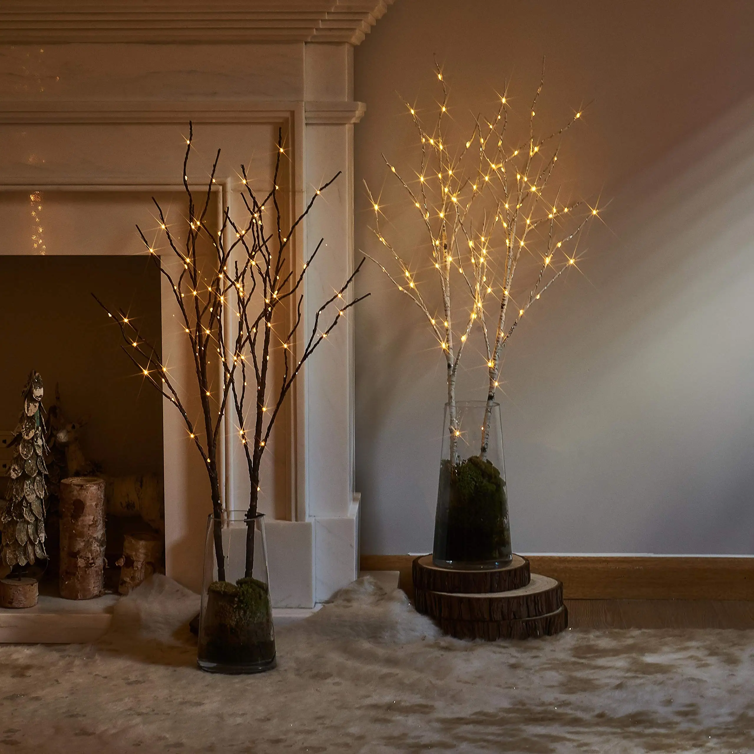 1PC White Birch Tree Branch Decorative Lamp, Battery Operated Realistic Simulated Tree Light, No Battery Included, Minimalist Ambient Lighting, Ideal for Indoor Christmas, Romantic Wedding, Fashion Home Decoration, Party Event Supplies & Holiday Gift