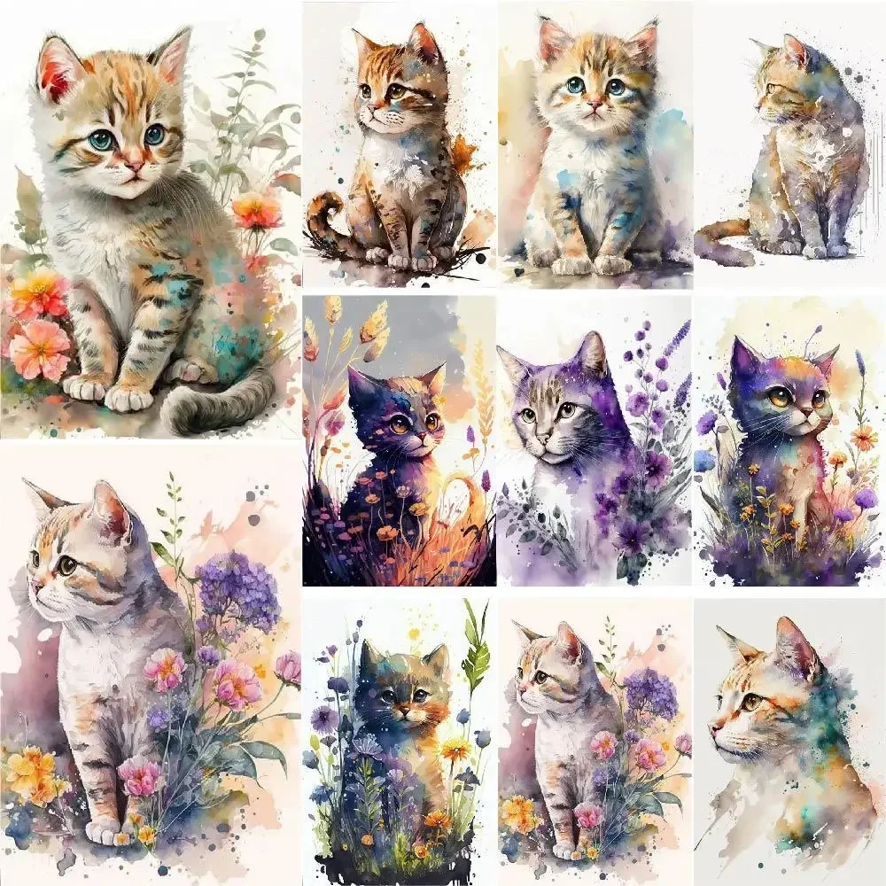 

238047 Coloring By Numbers On Canvas Pet Cat Kids Picture With Number Acrylic Paint