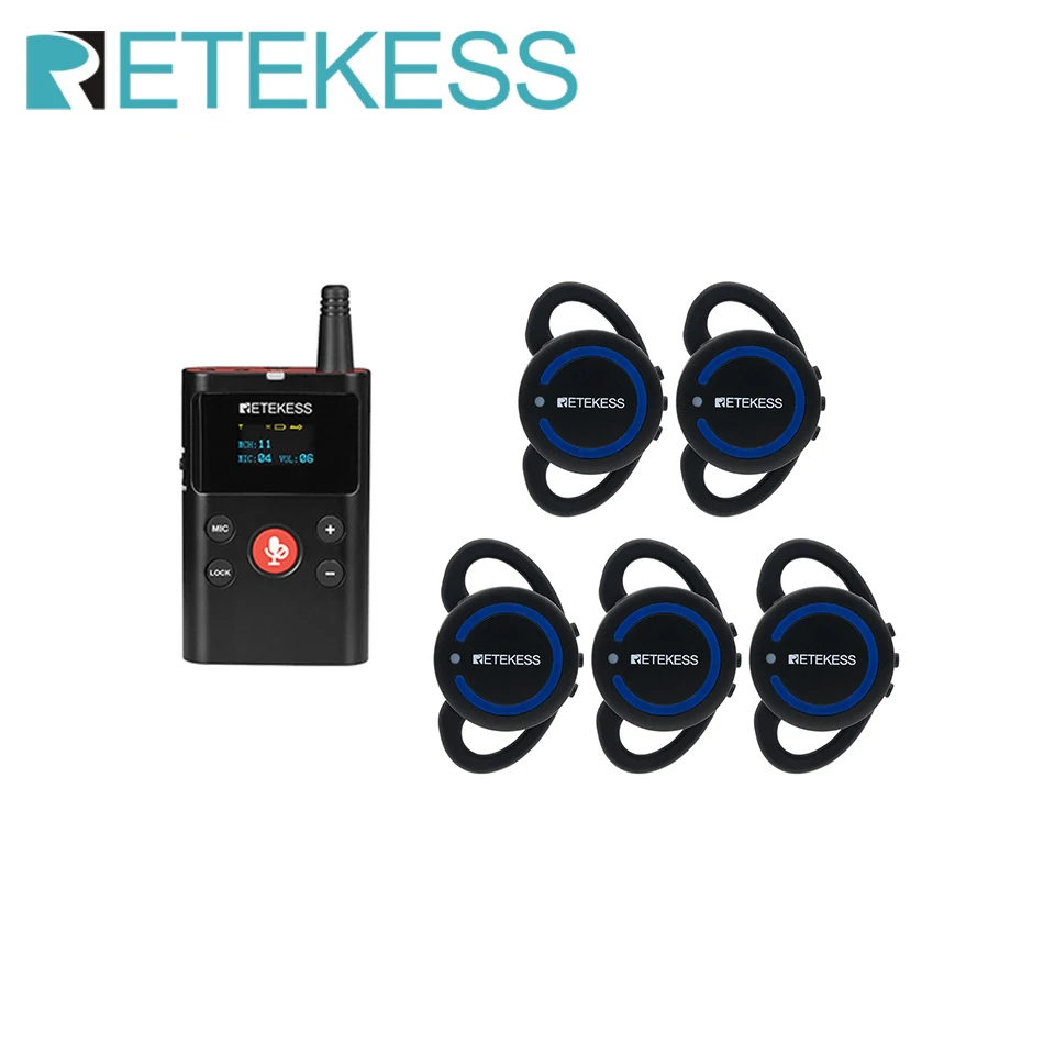 Retekess TT126R Radio Guide System Tour Guide Headsets Ear Receiver D-Shaped for Factory Training Industrial Tourism Church