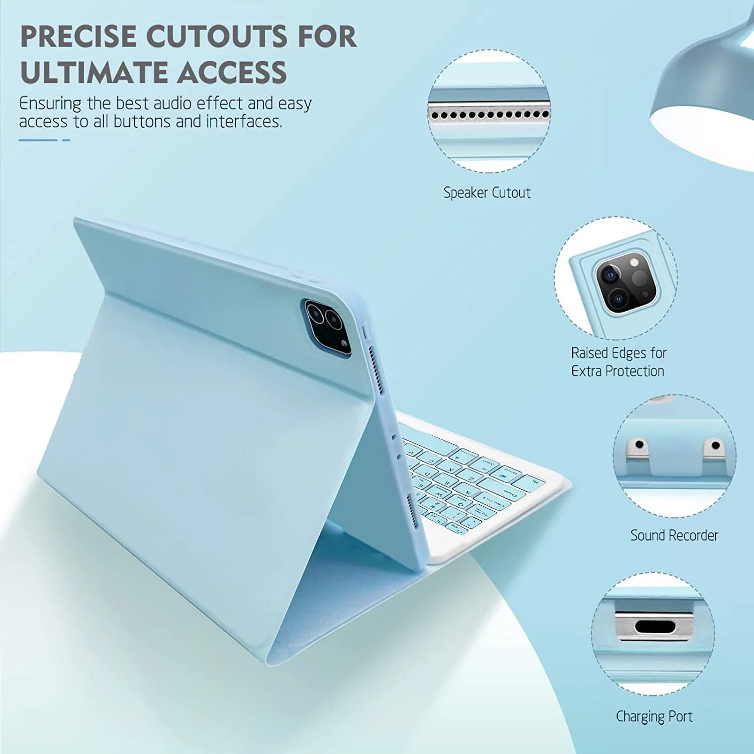 iPad-Lederhülle mit Bluetooth-Tastatur und Maus, Folio-Standfunktion für 10,2, 10,5, 10,9 und 11 Zoll iPads – Detail 4