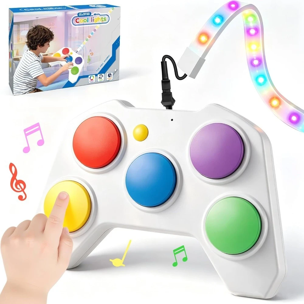 Fast Push Handheld Game for Kids Light Up Color Matching Reflex Game Rechargeable Educational Sensory Learning Toy for Boys Girl