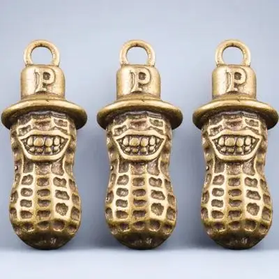 

3 Pcs Funny Peanut Keychain Gift for Boyfriend Brass Charms Pendant Hanging Decor