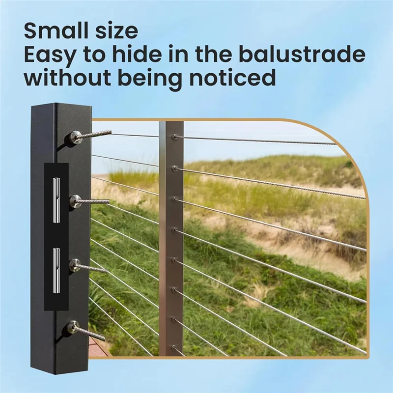 -A14E 20 حزمة 1/8 بوصة مجموعة درابزين كابل غير مرئية، مجموعة درابزين كابل بدون مداخل، درابزين كابل محطة غير مرئية أجهزة طرفية ثابتة