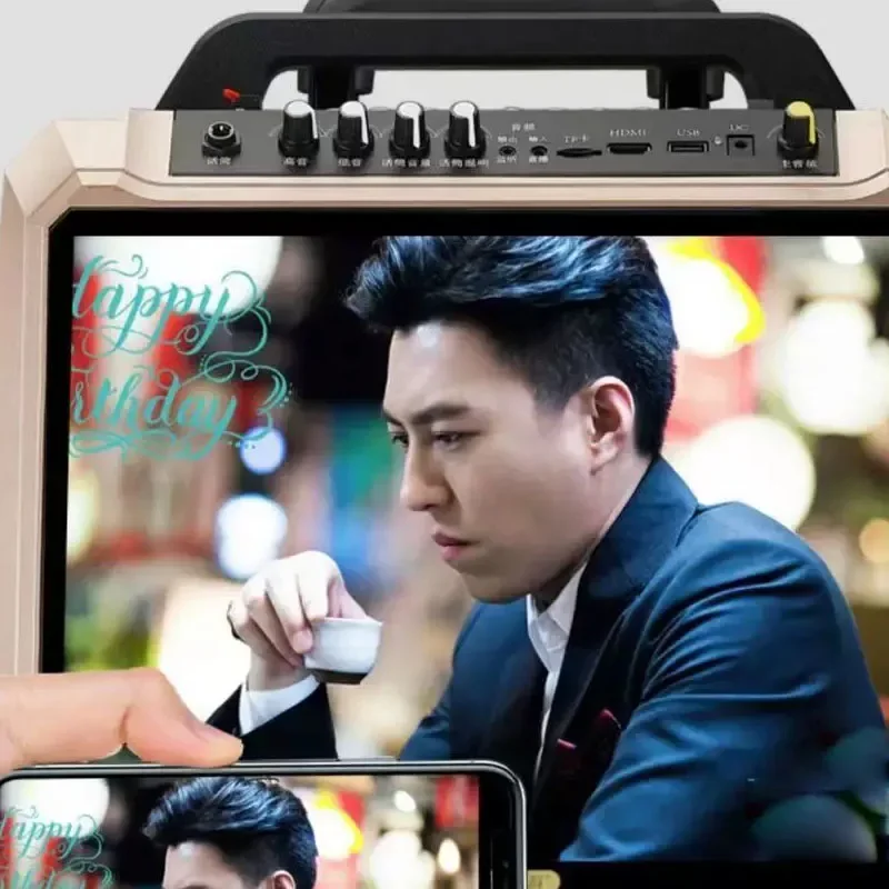 Portable Trolley KTV Speaker with Touch Screen, WiFi Wireless Outdoor Video Audio Player, Rechargeable Party Bluetooth Speaker