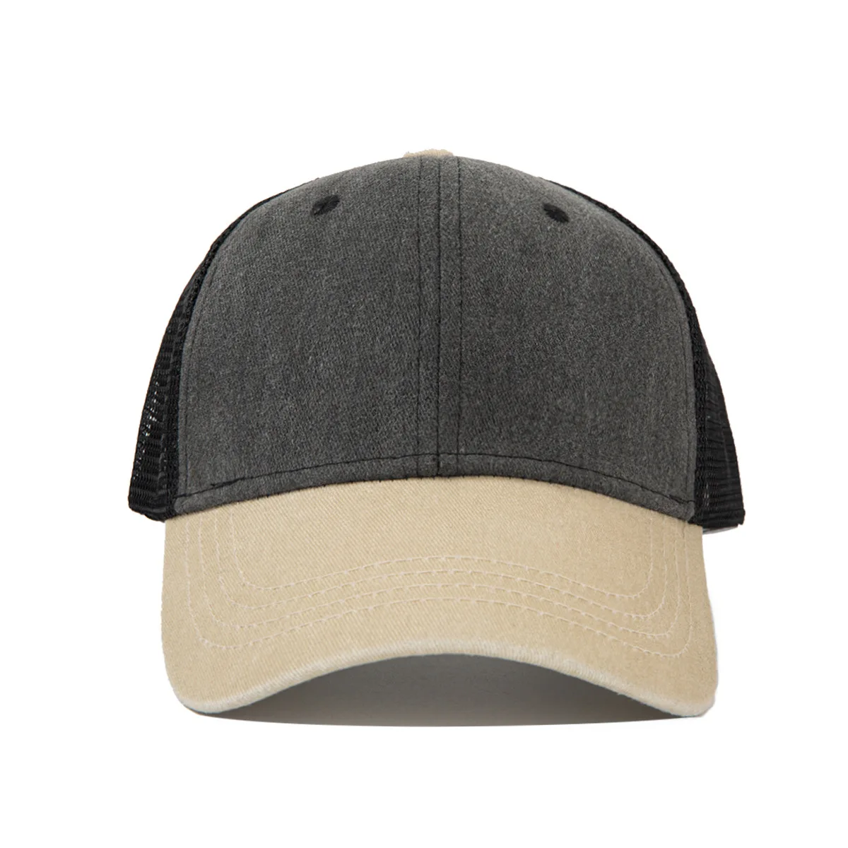 Wash Denim Color Block Breathable Mesh Baseball Cap Snapback Cap Shade Dad Hat Cap With Name Customized For Women Men