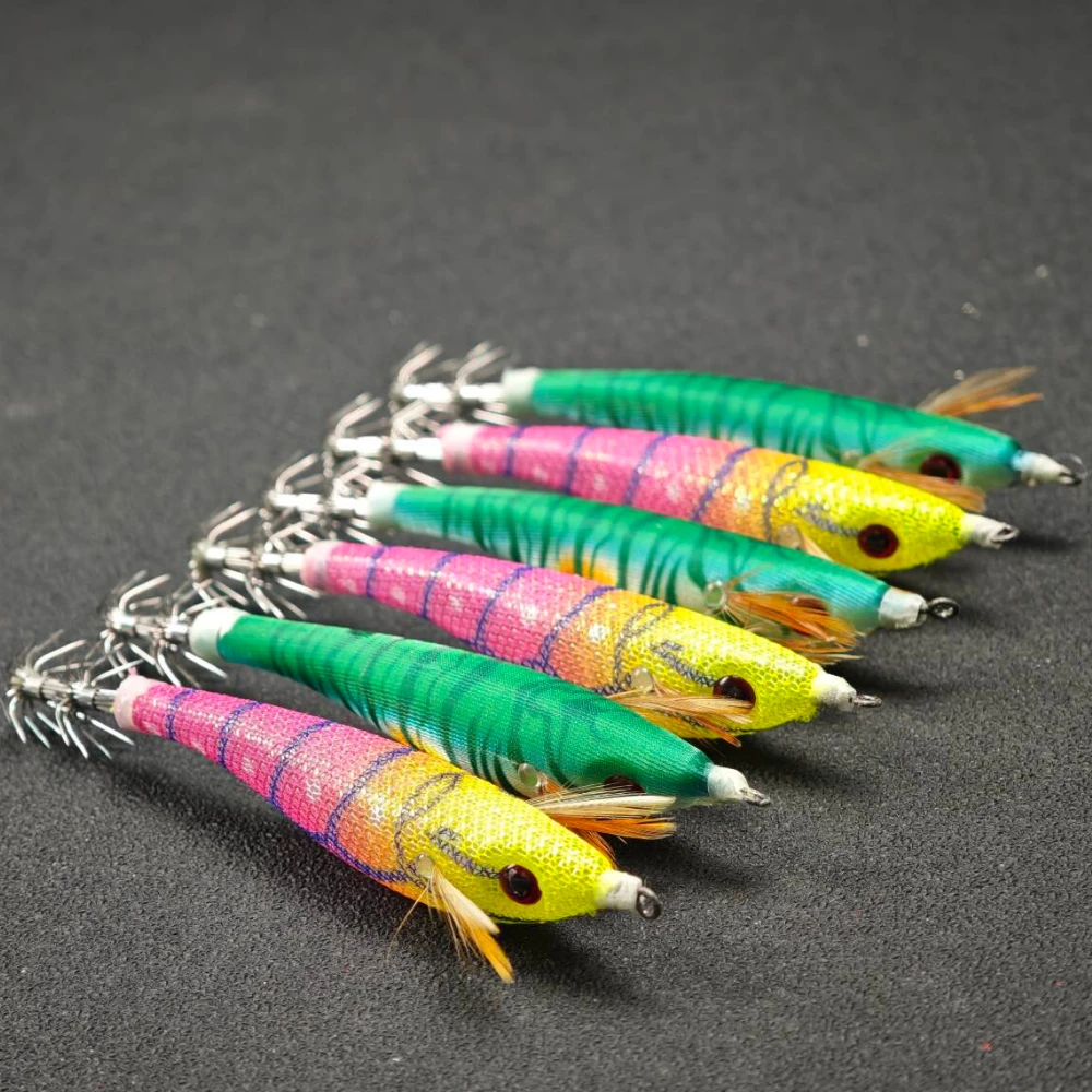 3pcs Squid Jig Egi Set 13cm Simulation Shrimp Fishing Lure Luminous Saltwater Double Hook Cuttlefish Tackle Octopus Shrimp