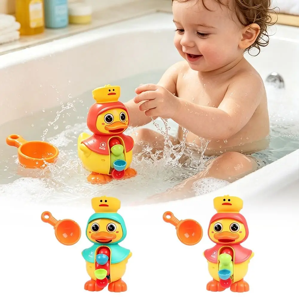 

Gift Toy Cartoon Duck Waterwheel Toy Squirts Water Big Eyes Duck Bathtub Toys Suction Cup Base Bath Toys for Bathing Education