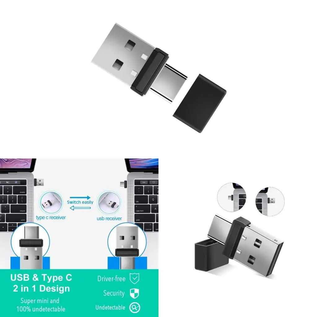  Mouse Jigglers Undetectable Mouse Mover with USB C Adapter for Computer Simulate