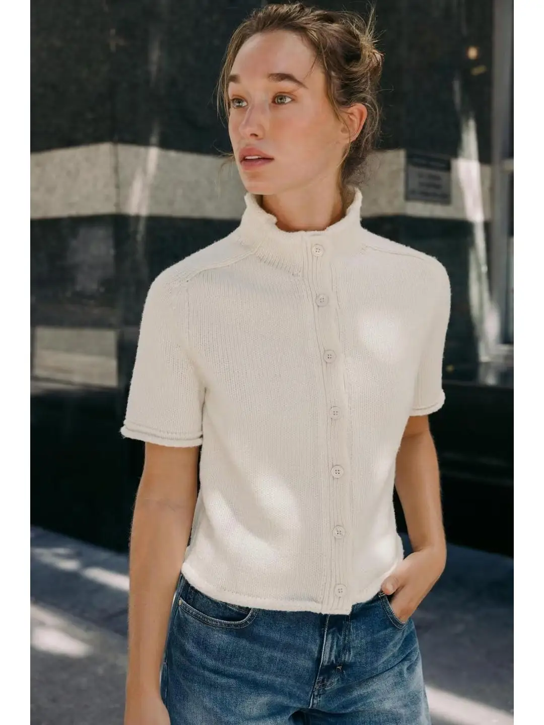 Faionable gebreid ort Sve open vest slim fit opstaande kraag ort lengte top voor dames herfstseizoen reiskleding