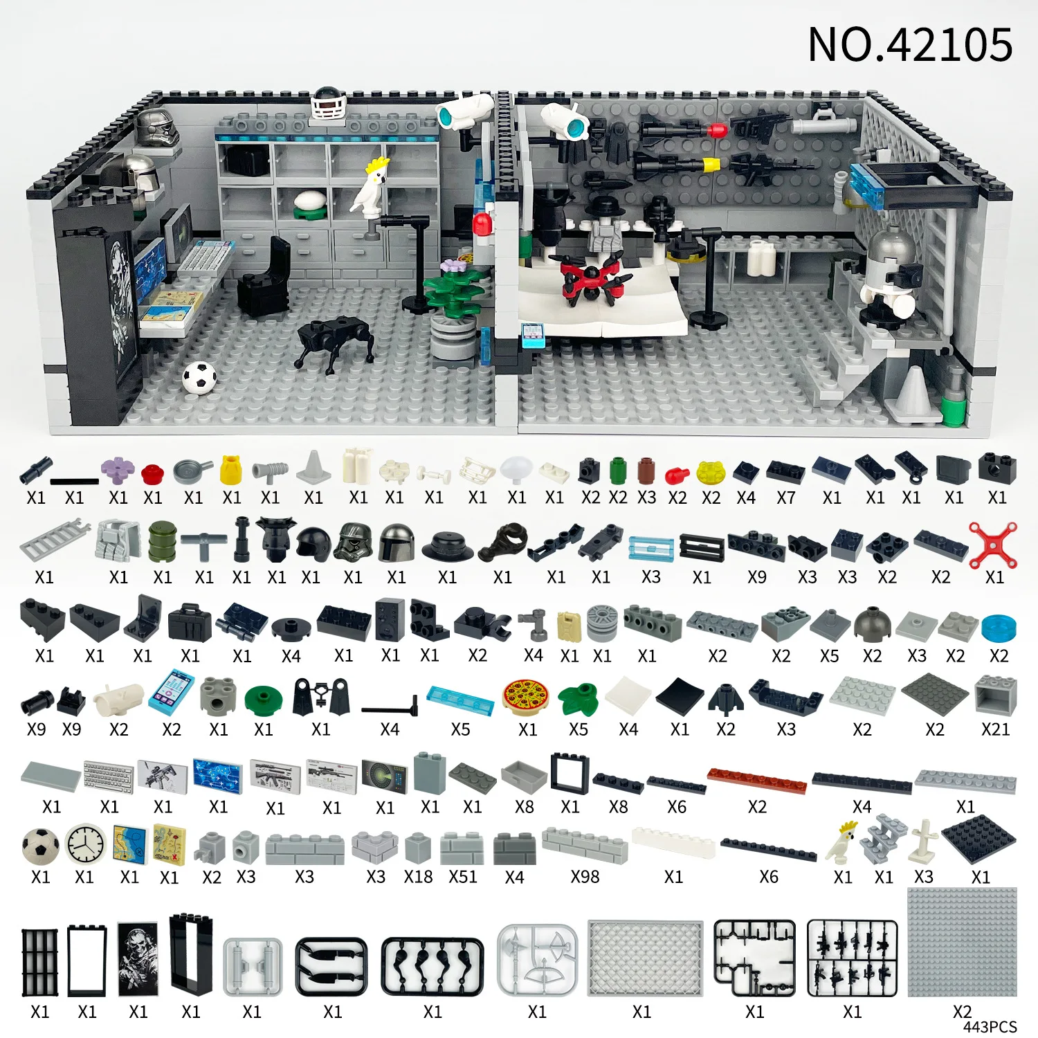 443pcs Military Post-Apocalyptic Mini Action Figures Accessories Bunker Building Blocks Doomsday Survival Base Construction Toy